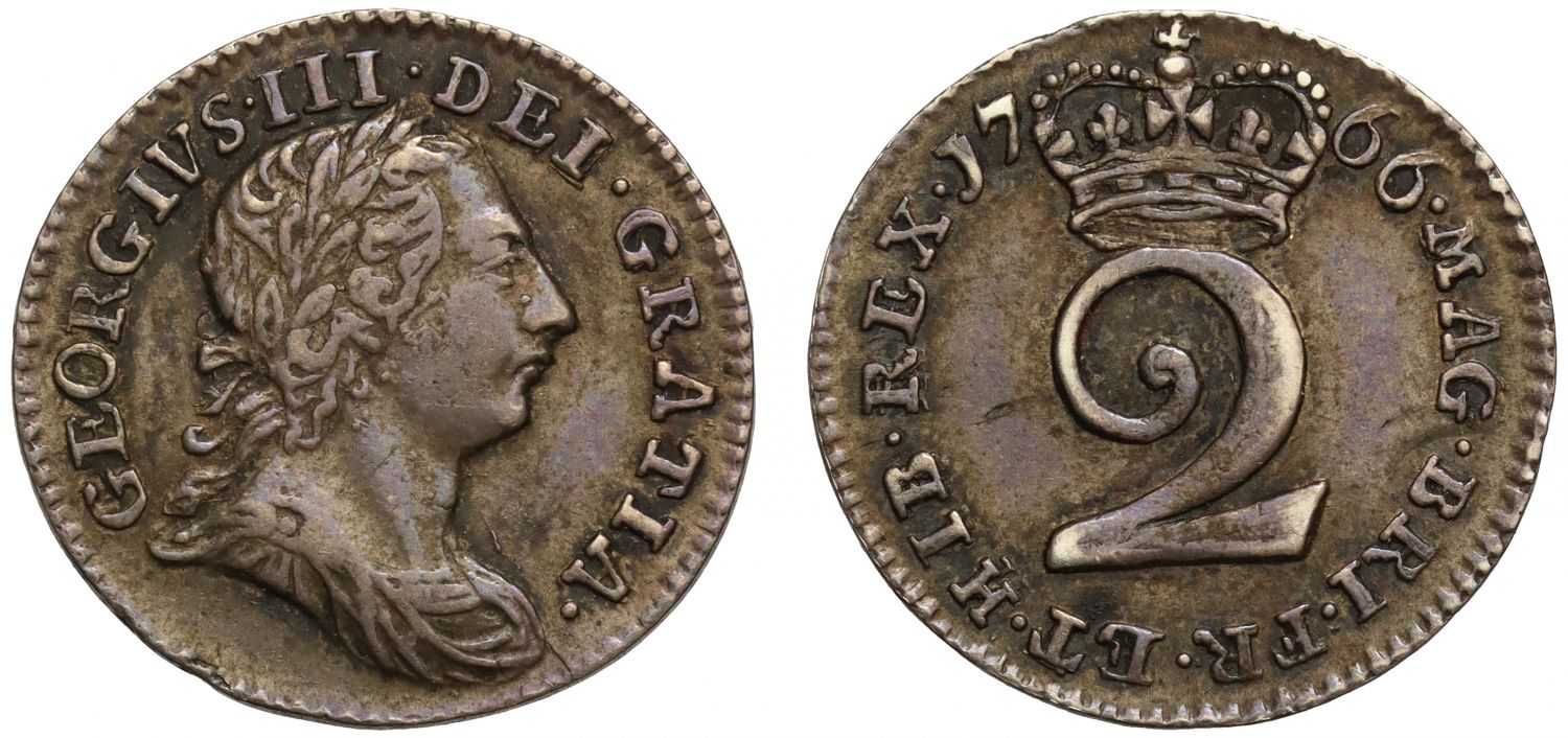George III 1766 silver Twopence