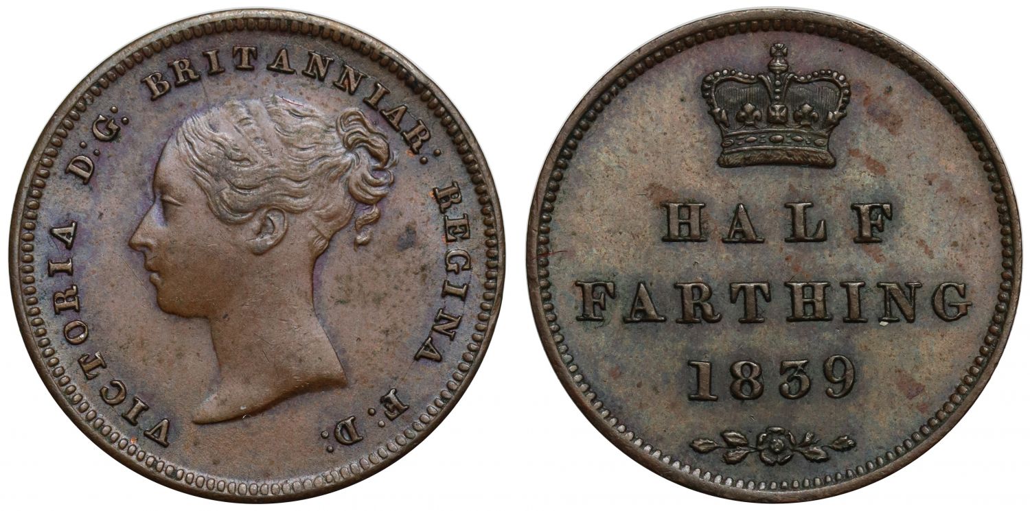 Victoria 1839 copper Half-Farthing