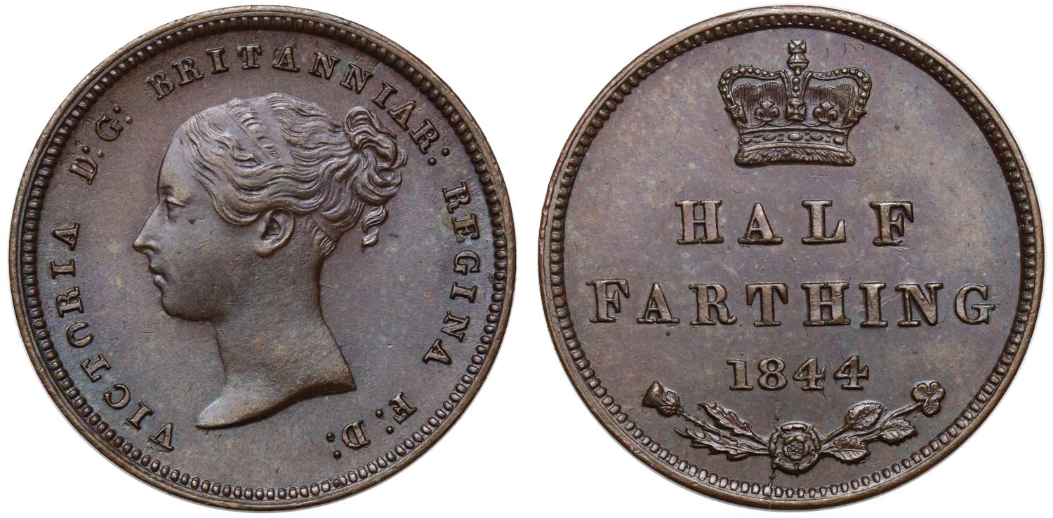 Victoria 1844 copper Half-Farthing