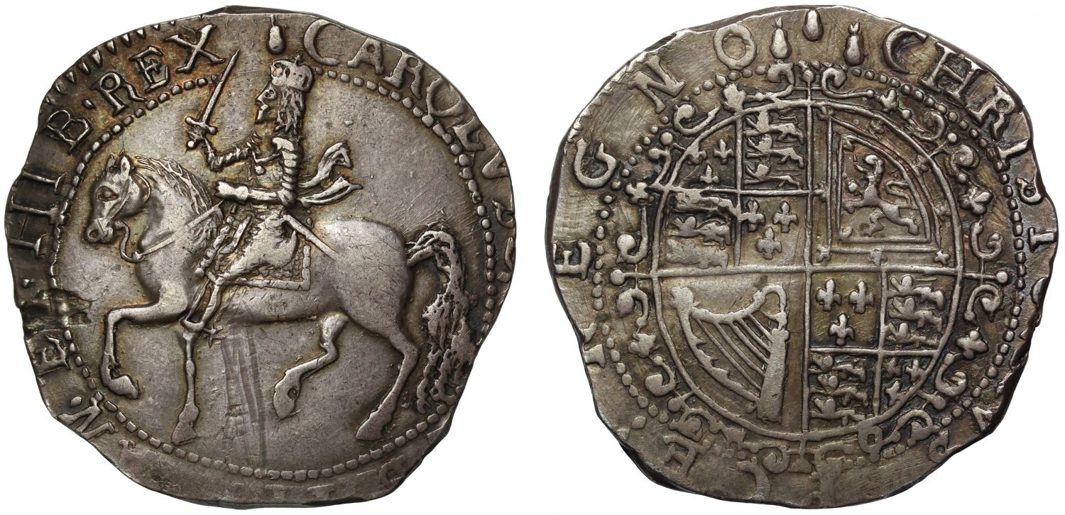 Charles I Halfcrown, Hartlebury Castle mint, mm pear/3 pears, plate coin