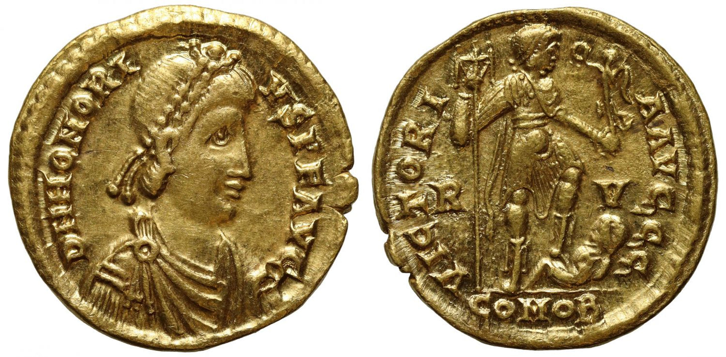 Honorius, Gold Solidus, Ravenna.