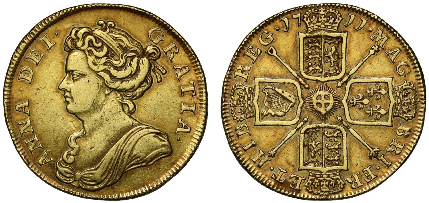 Anne 1711 gold Two-Guineas