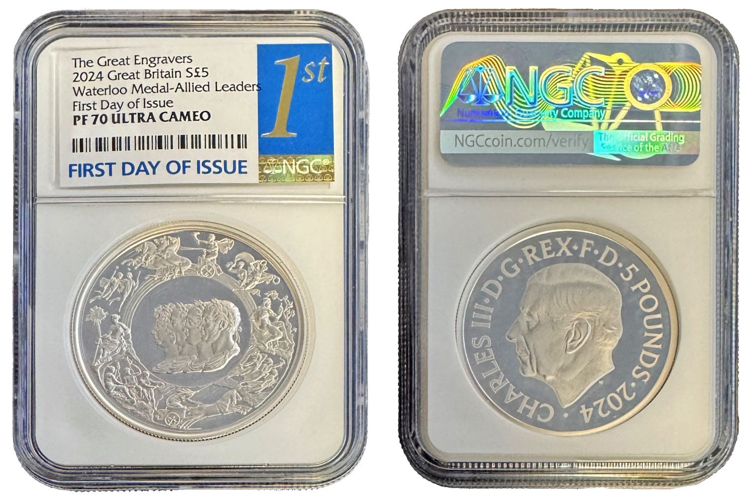 * Charles III 2024 silver 2oz Waterloo Medal, Allied leaders