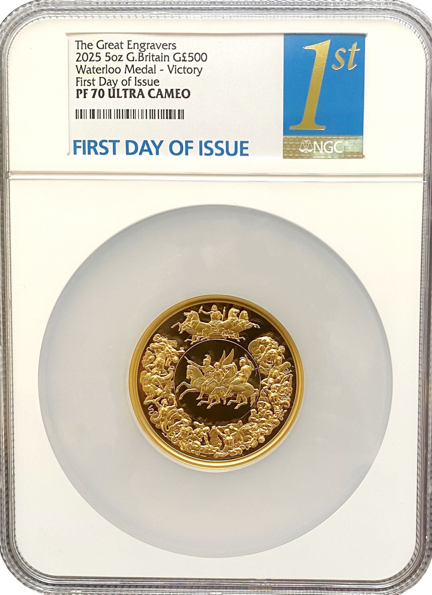 * Charles III 2025 gold PF70 UC FDI 5oz Waterloo Victory