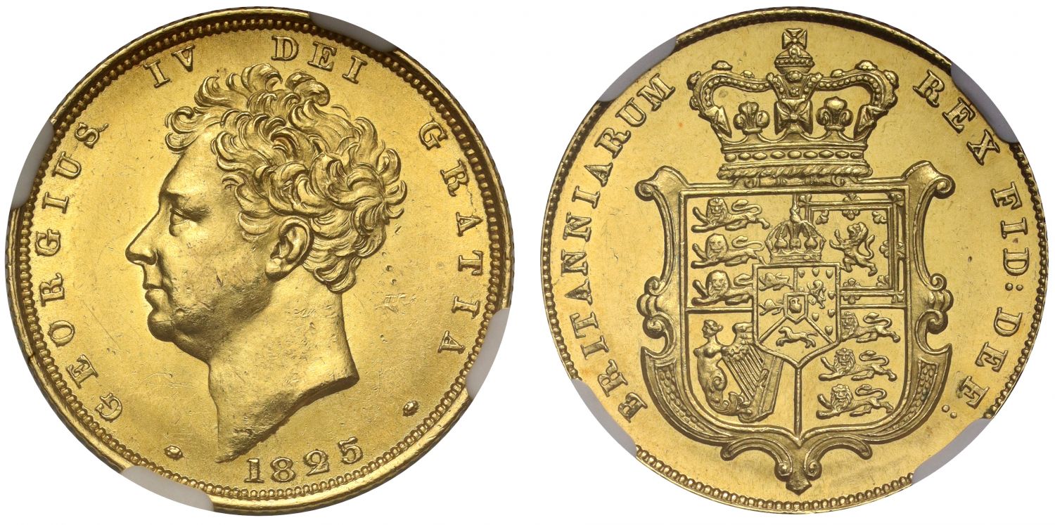 George IV 1825 Sovereign bare head NGC MS63