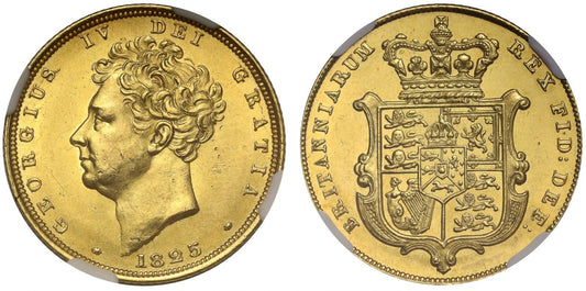 George IV 1825 Sovereign bare head NGC MS63