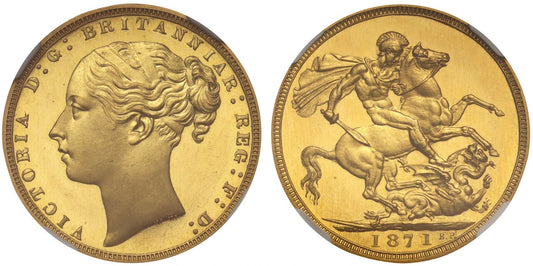 Victoria 1871 proof Sovereign, St George, plain edge, PF64 UCAM