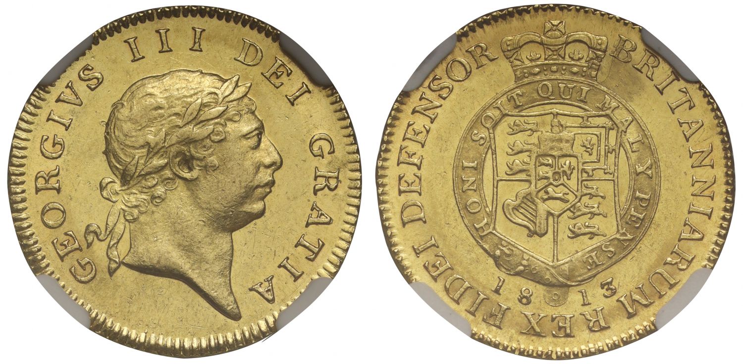 George III 1813 Half-Guinea MS63, final date for denomination