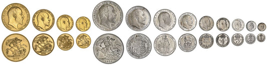 Edward VII 1902 matte proof 13-coin Set, gold slabbed PF61-PF64