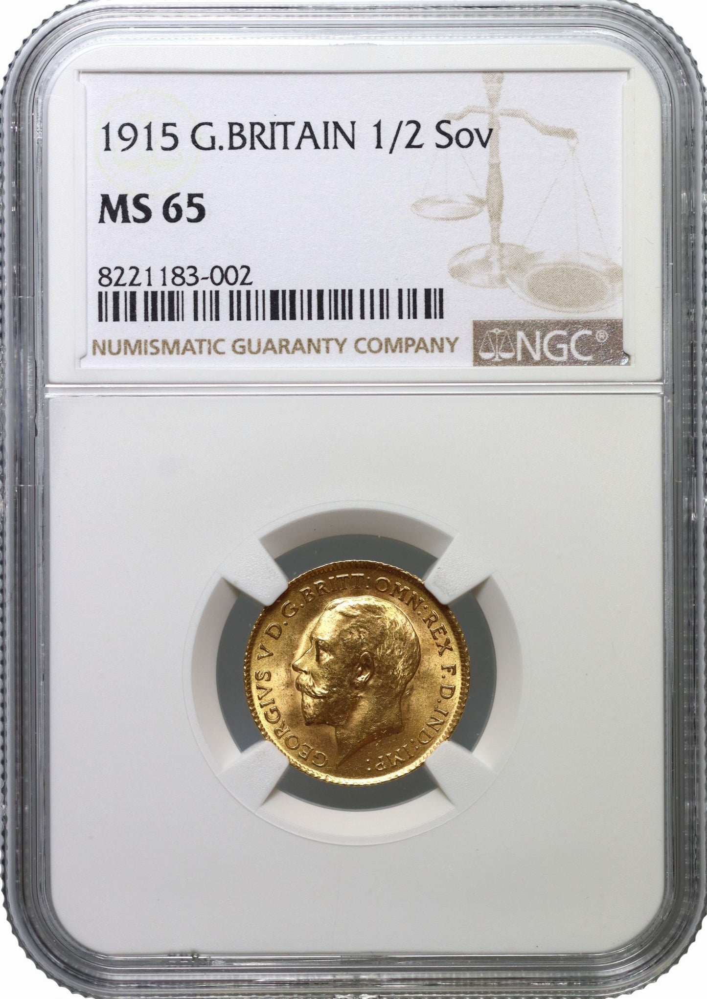 George V 1915 Half-Sovereign NGC MS65