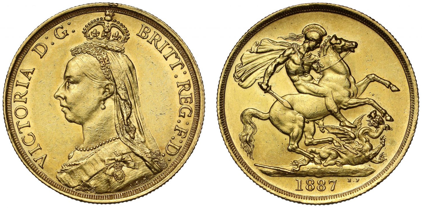 Victoria 1887 Two-Pounds, Golden Jubilee, large B.P.