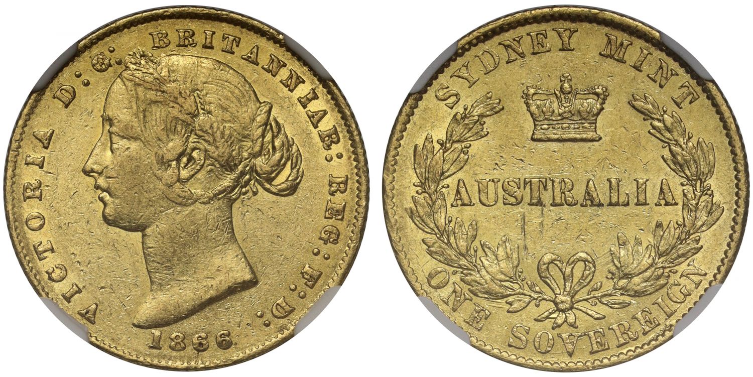 Australia, Victoria 1866 SYDNEY Sovereign AU53