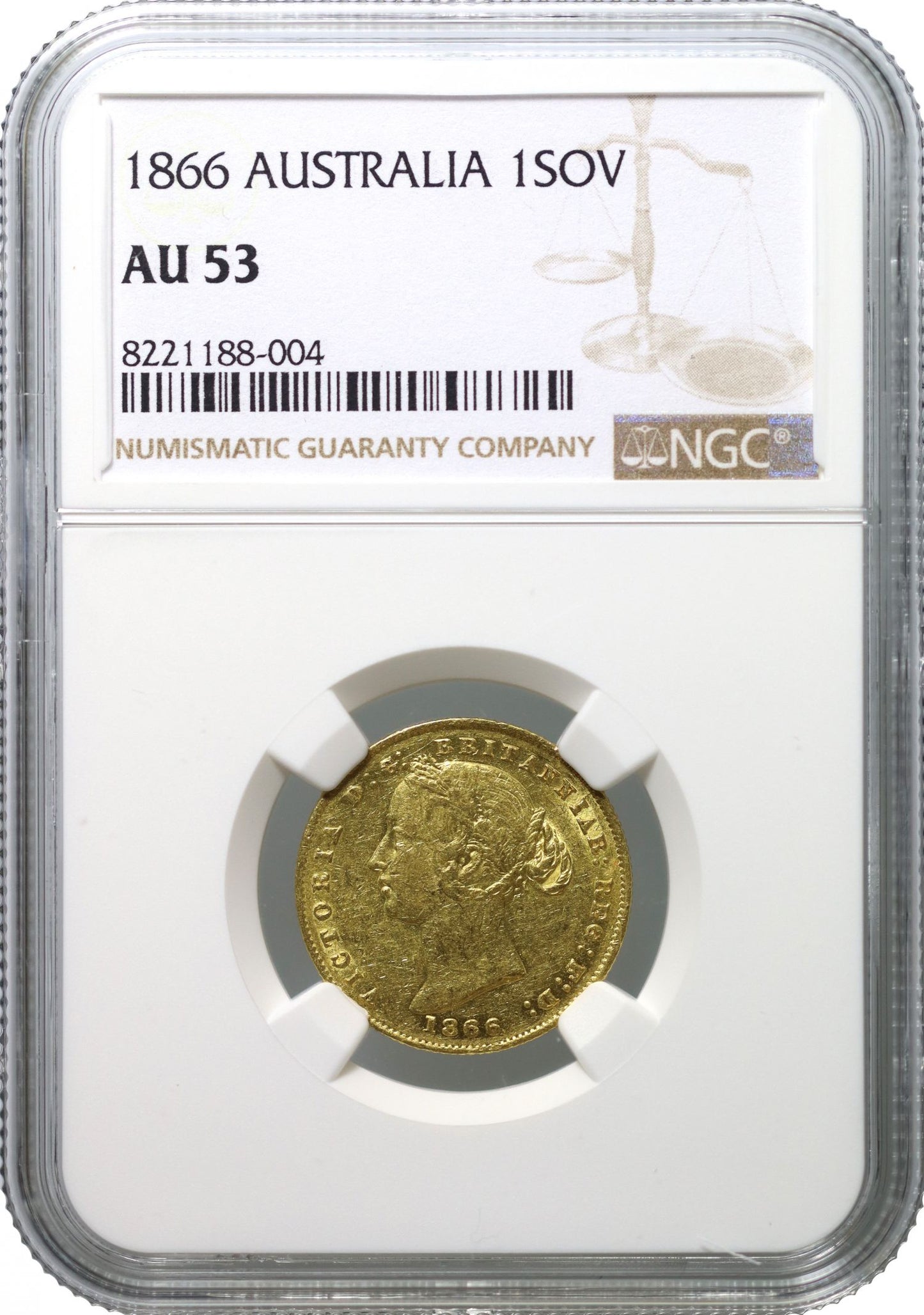 Australia, Victoria 1866 SYDNEY Sovereign AU53