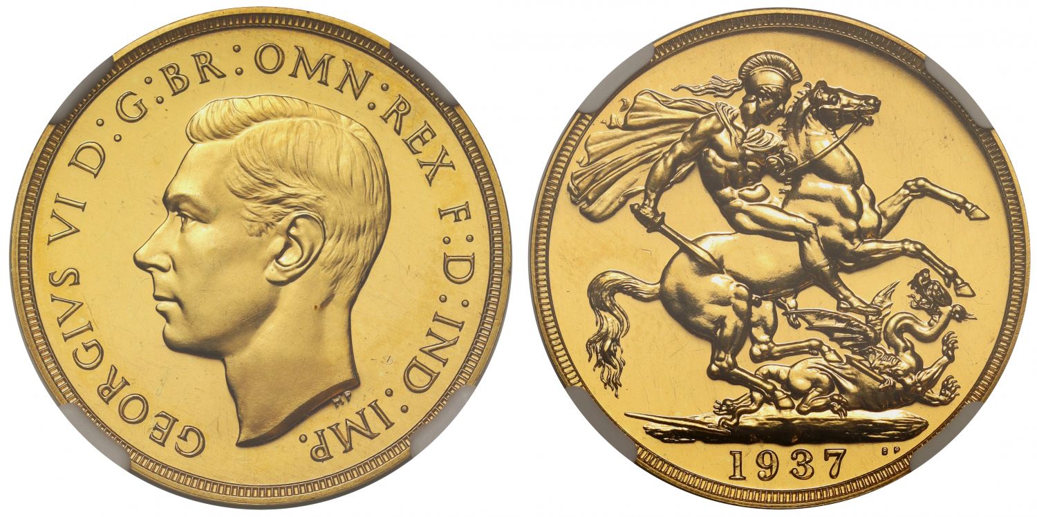 George VI 1937 proof Two-Pounds Coronation issue, NGC PF63+