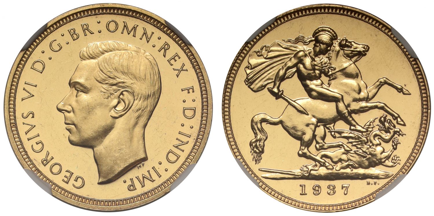 George VI 1937 proof Sovereign, Coronation issue, NGC PF62