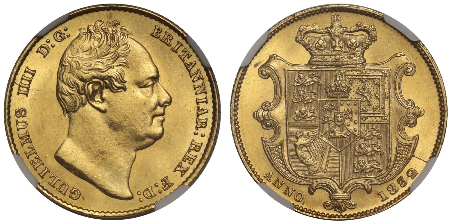 William IV 1832 Sovereign, second bust, MS63