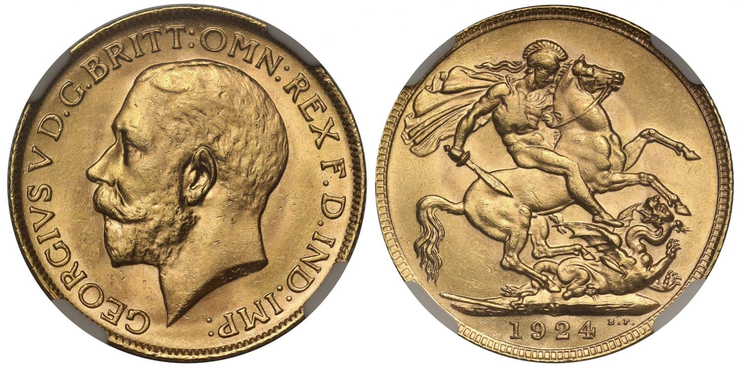 George V 1924-M Sovereign Melbourne Mint MS64
