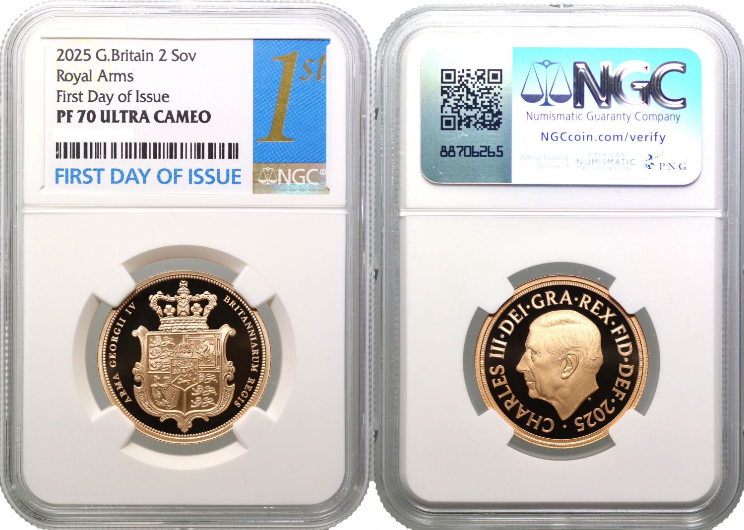 * Charles III 2025 proof Two-Pounds PF70 UCAM FDI
