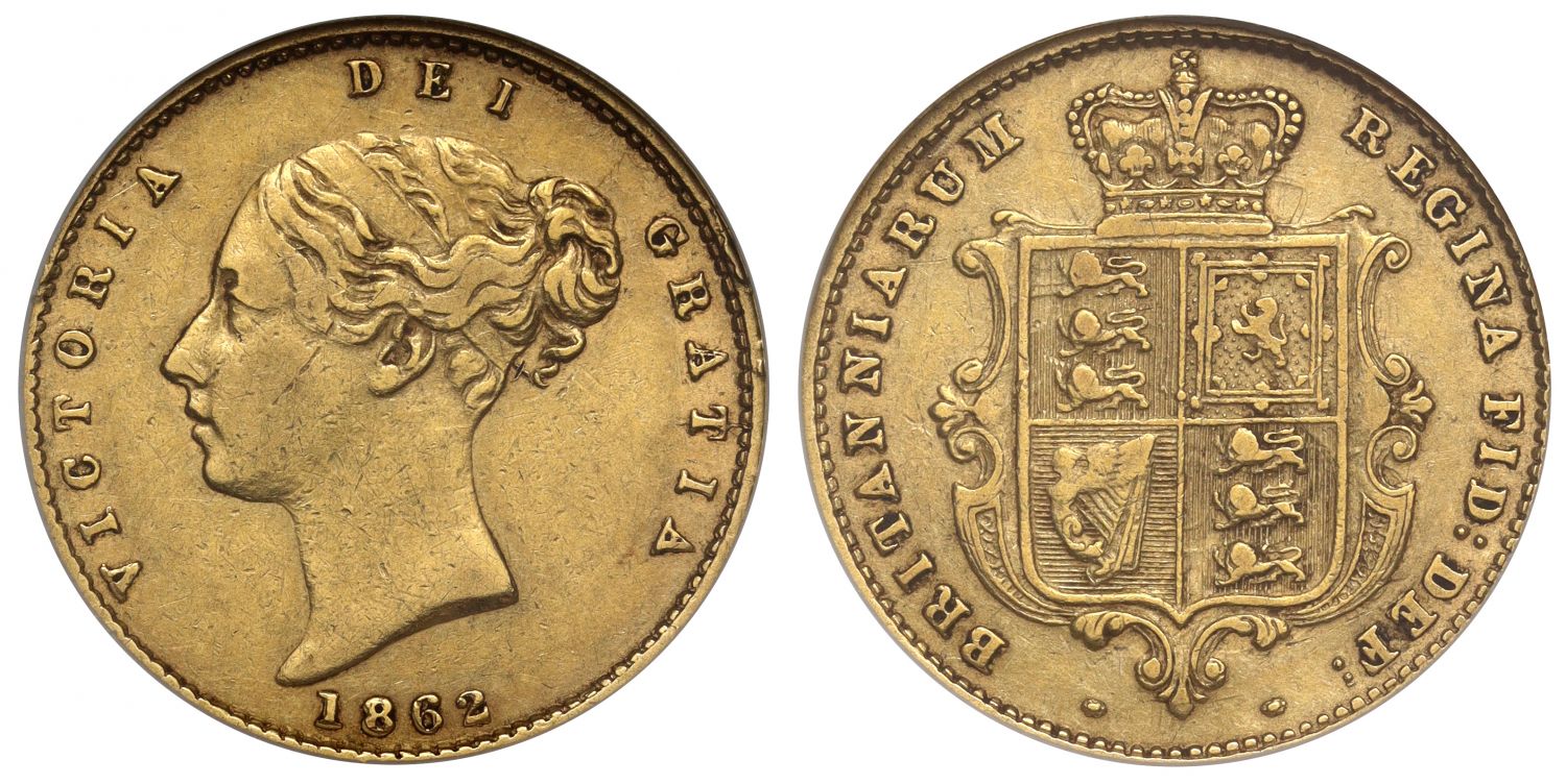 Victoria 1862 Half-Sovereign, key date rarity NGC VF25
