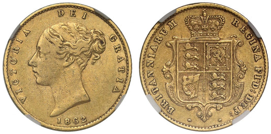 Victoria 1862 Half-Sovereign, key date rarity, NGC VF30