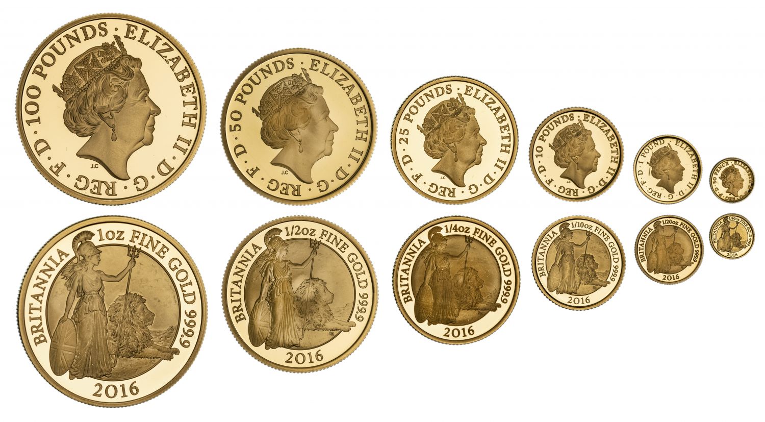 Elizabeth II 2016 gold proof Britannia 6-coin set