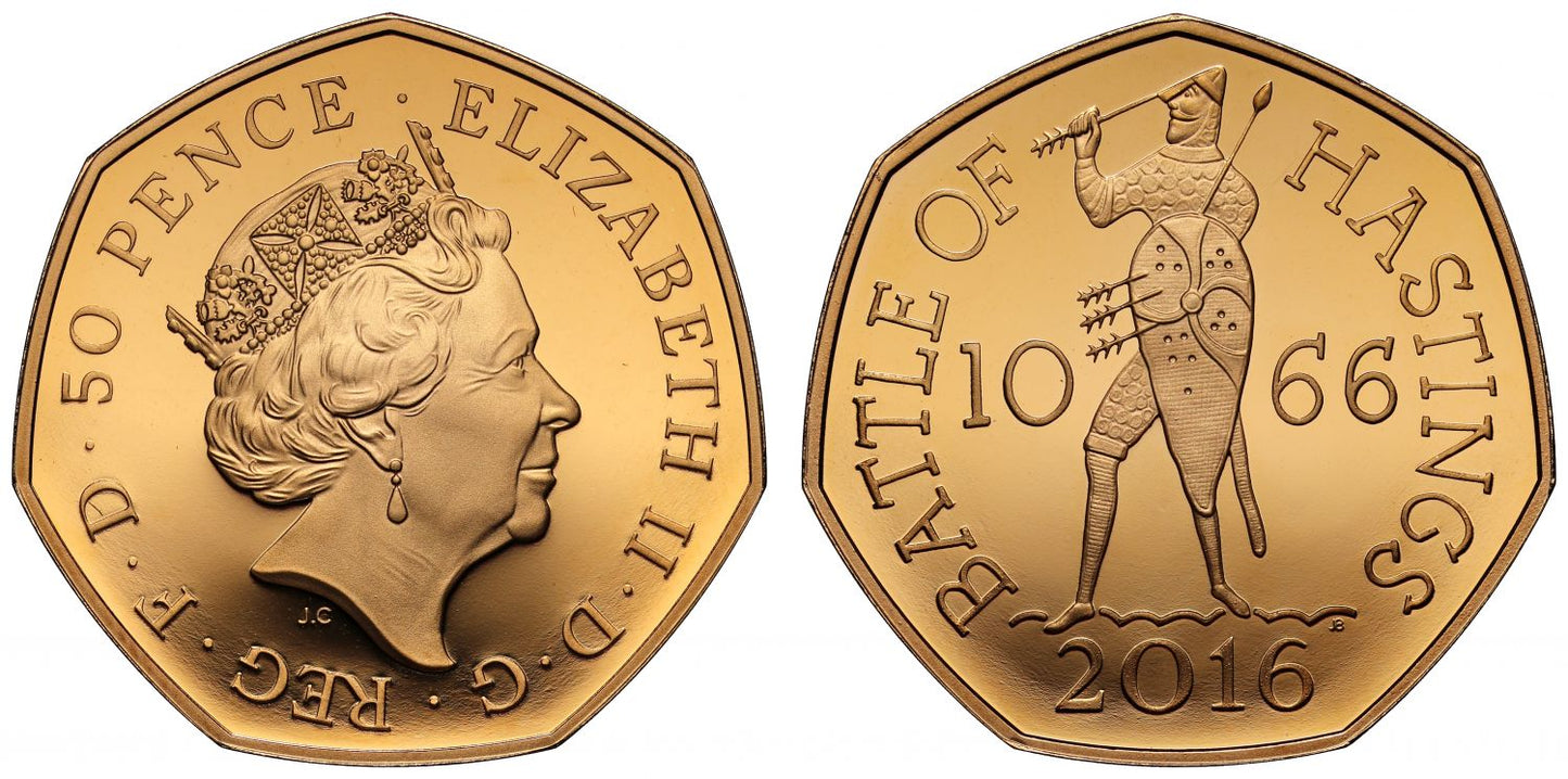 Elizabeth II 2016 gold proof 50p Battle of Hastings