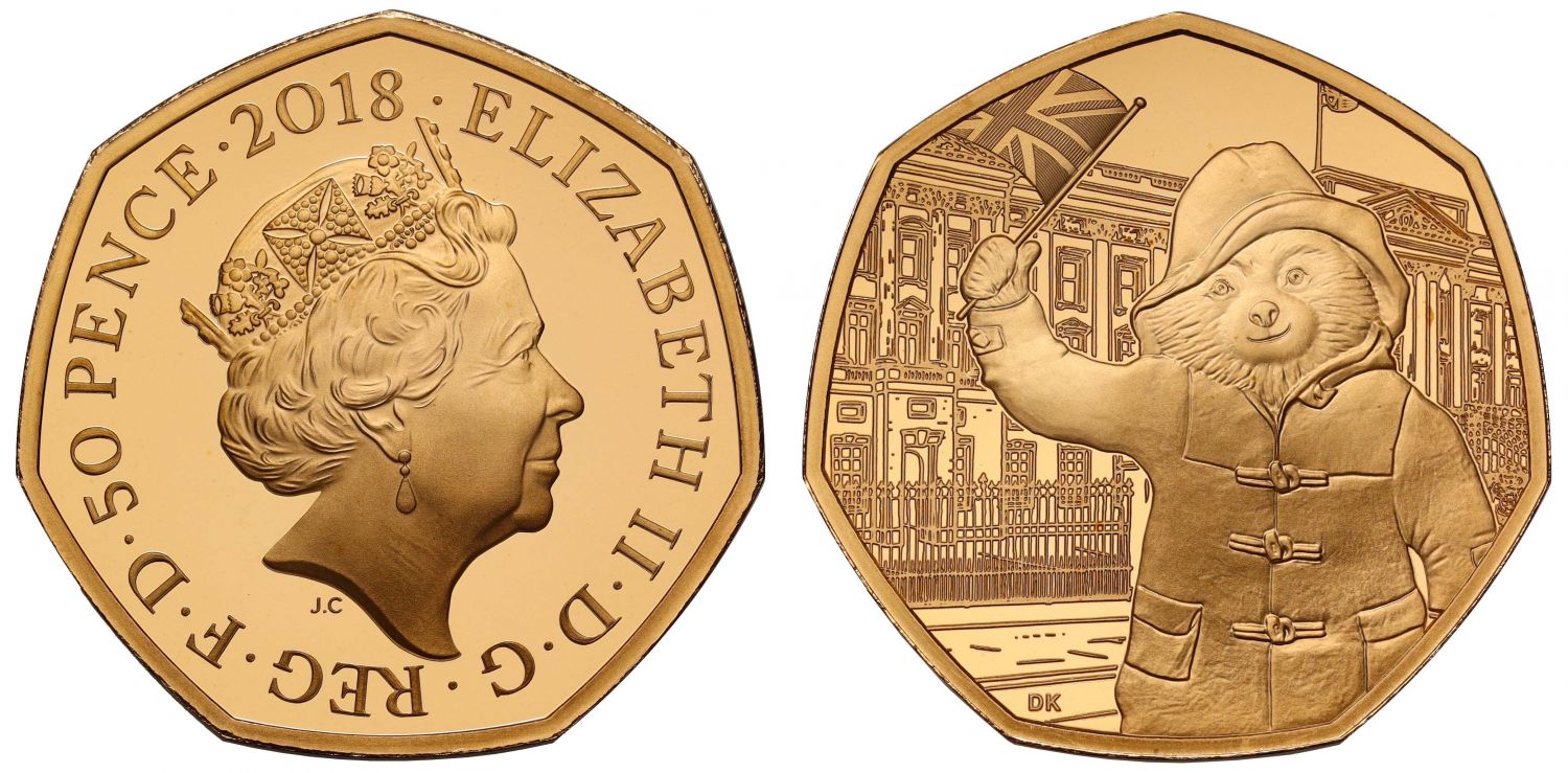 Elizabeth II 2018 gold proof 50p Paddington at the Palace
