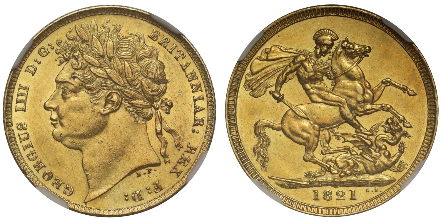 George IV 1821 Sovereign laureate head, NGC MS62