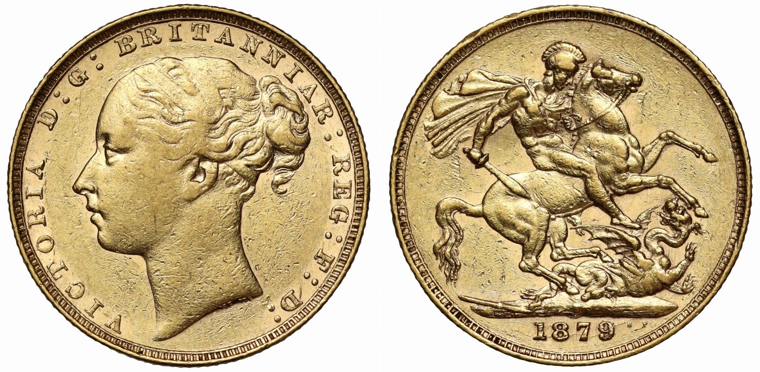 Victoria 1879 Sovereign, St George reverse, London Mint