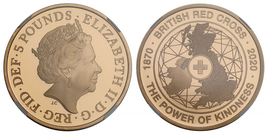 Elizabeth II 2020 PF69 UCam Five-Pounds Red Cross 150th Anniversary