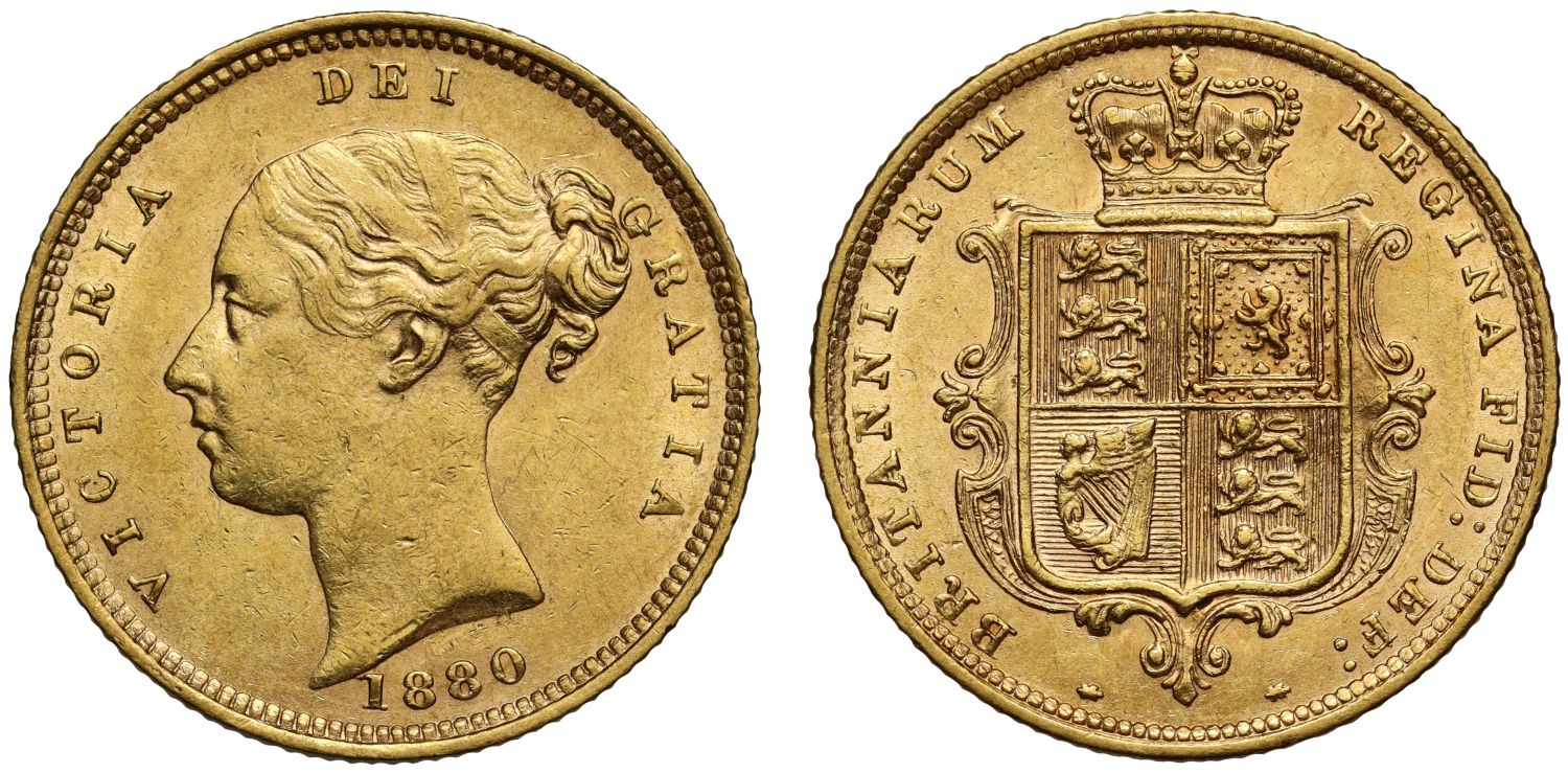 Victoria 1880 Half-Sovereign, no die number, fifth head