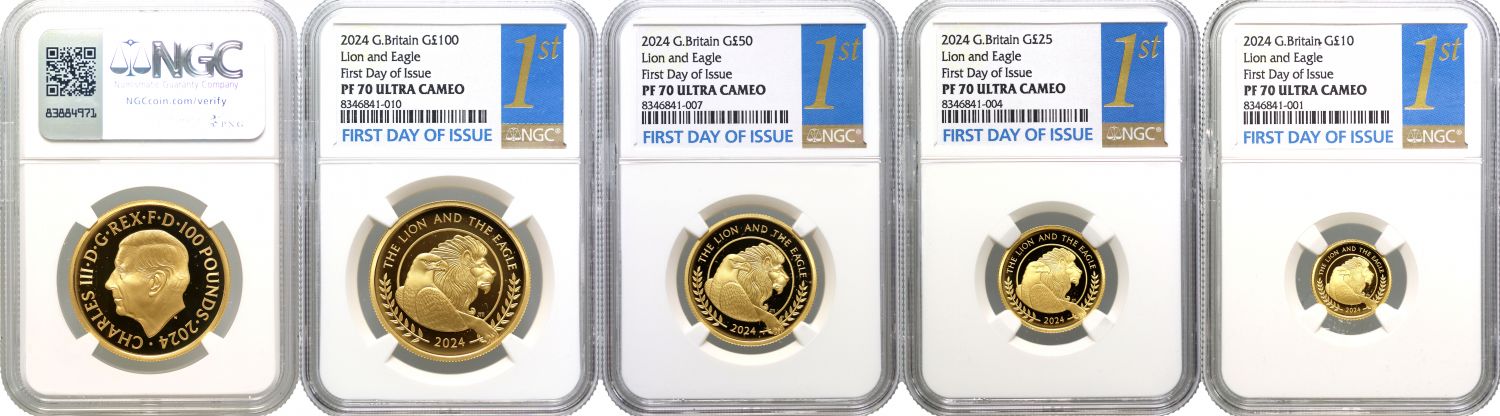 Charles III 2024 4-coin gold proof Set Lion and Eagle PF70 UC FDI