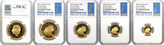 Charles III 2024 4-coin gold proof Set Lion and Eagle PF70 UC FDI