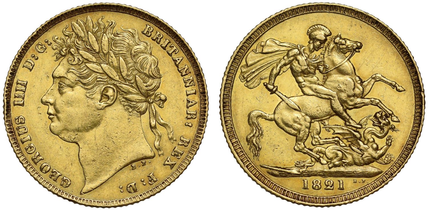 George IV 1821 Sovereign, first year for the reign