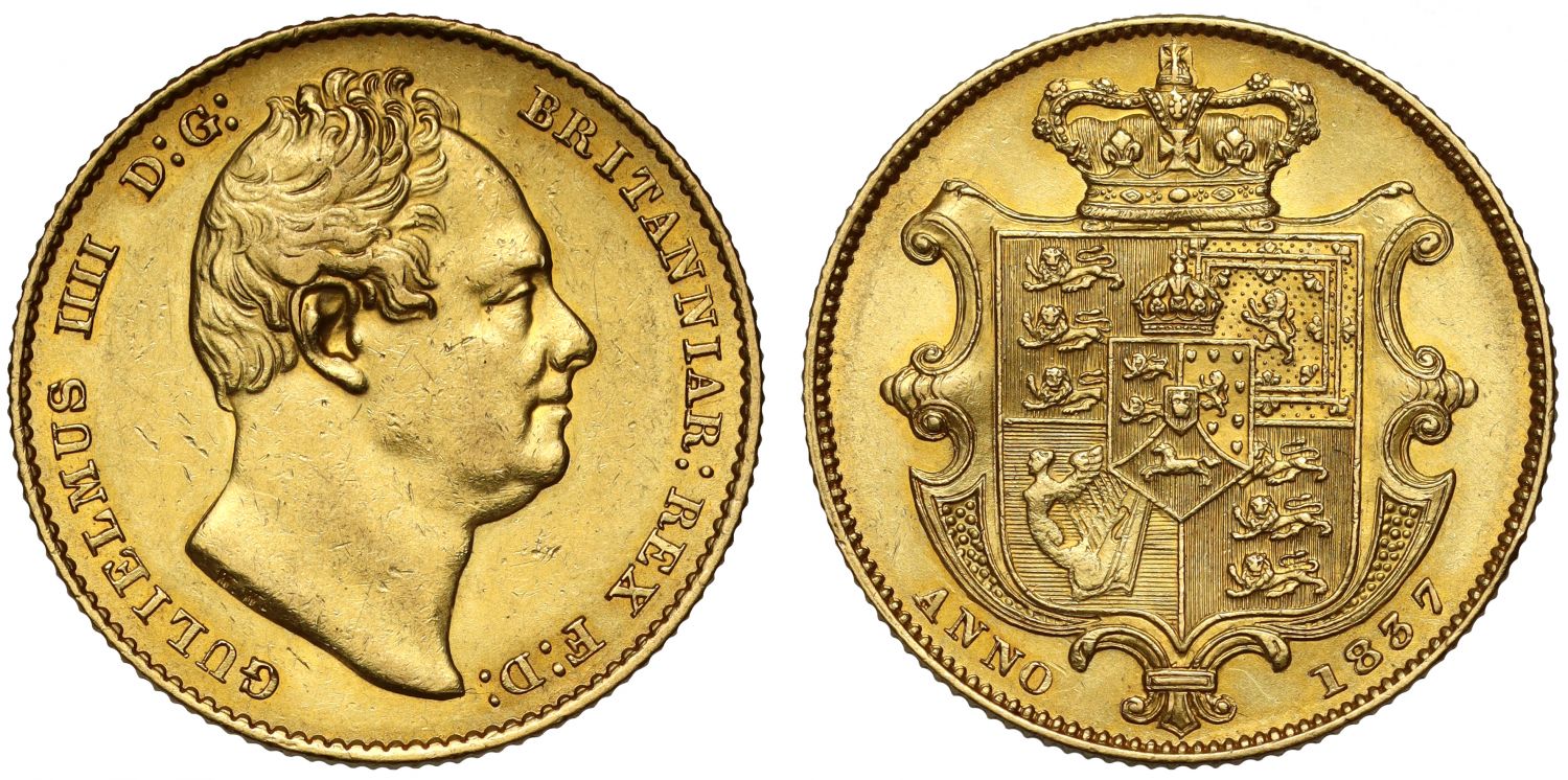 William IV 1837 Sovereign, final year for reign