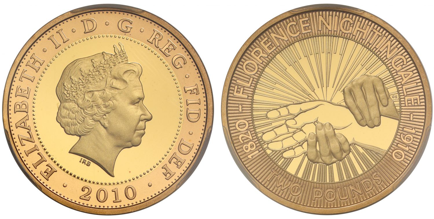 Elizabeth II 2010 PR70 DCAM Two-Pounds Florence Nightingale