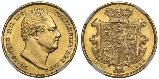 William IV 1832 Sovereign first bust, MS62, extremely rare with earlier bust