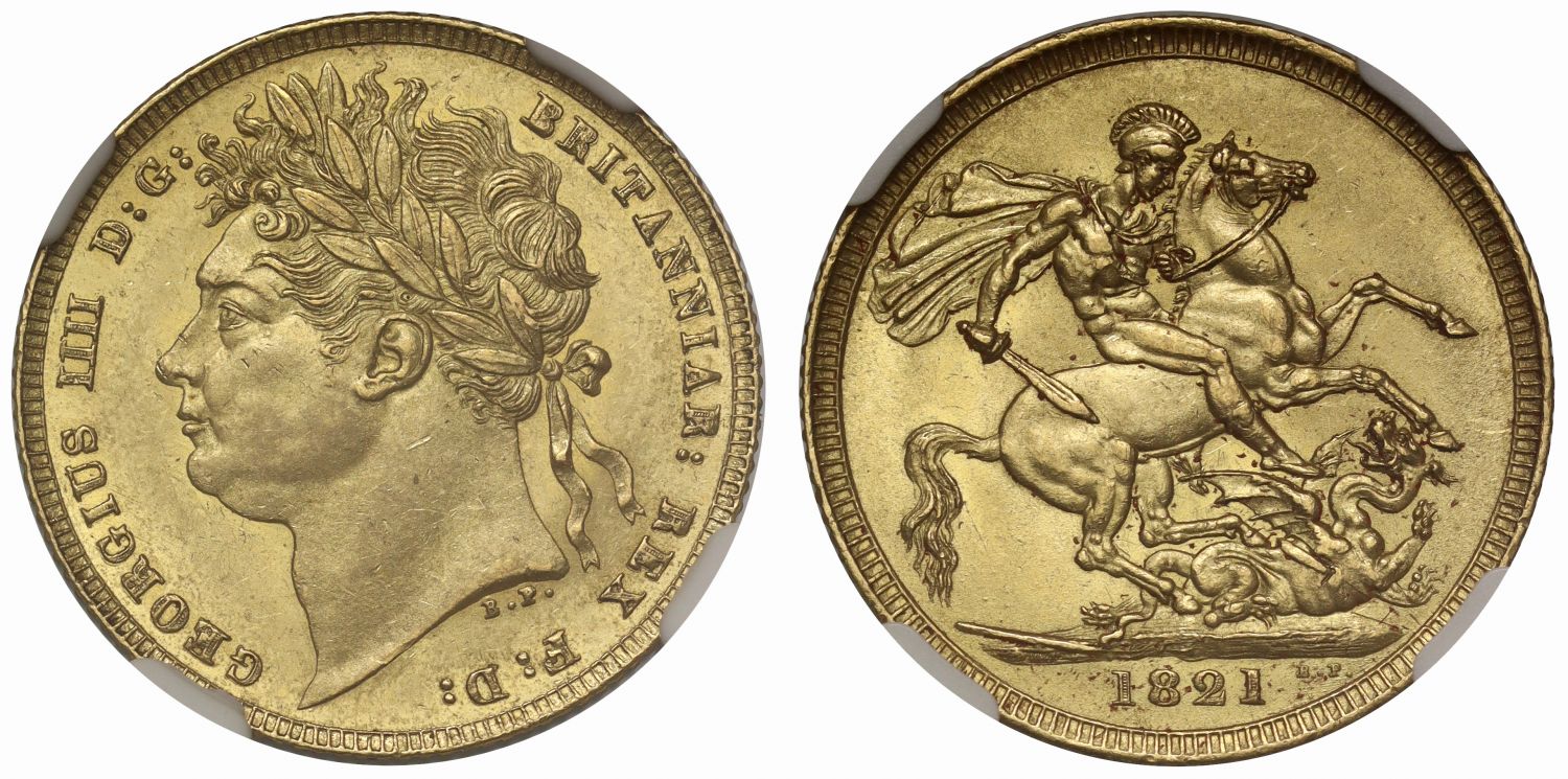 George IV 1821 Sovereign laureate head MS62
