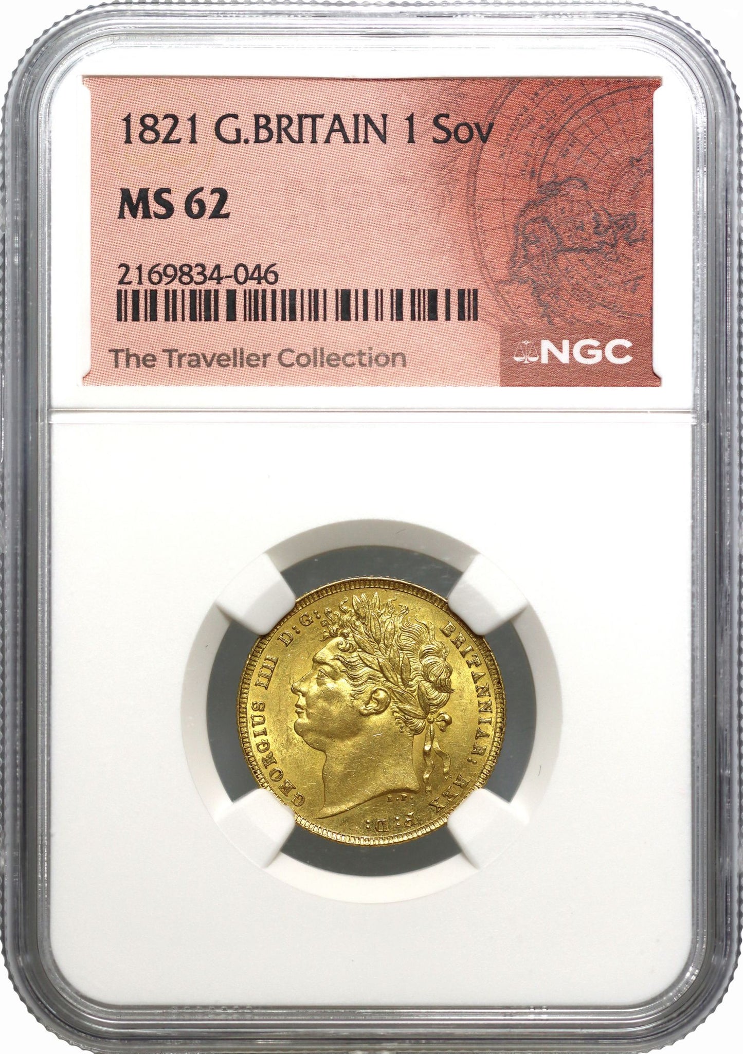 George IV 1821 Sovereign laureate head MS62