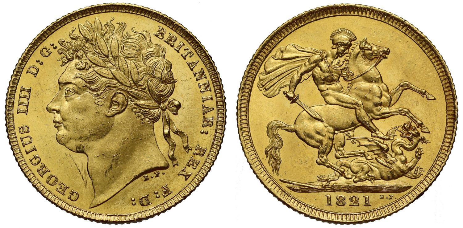 George IV 1821 Sovereign, laureate head, MS62+