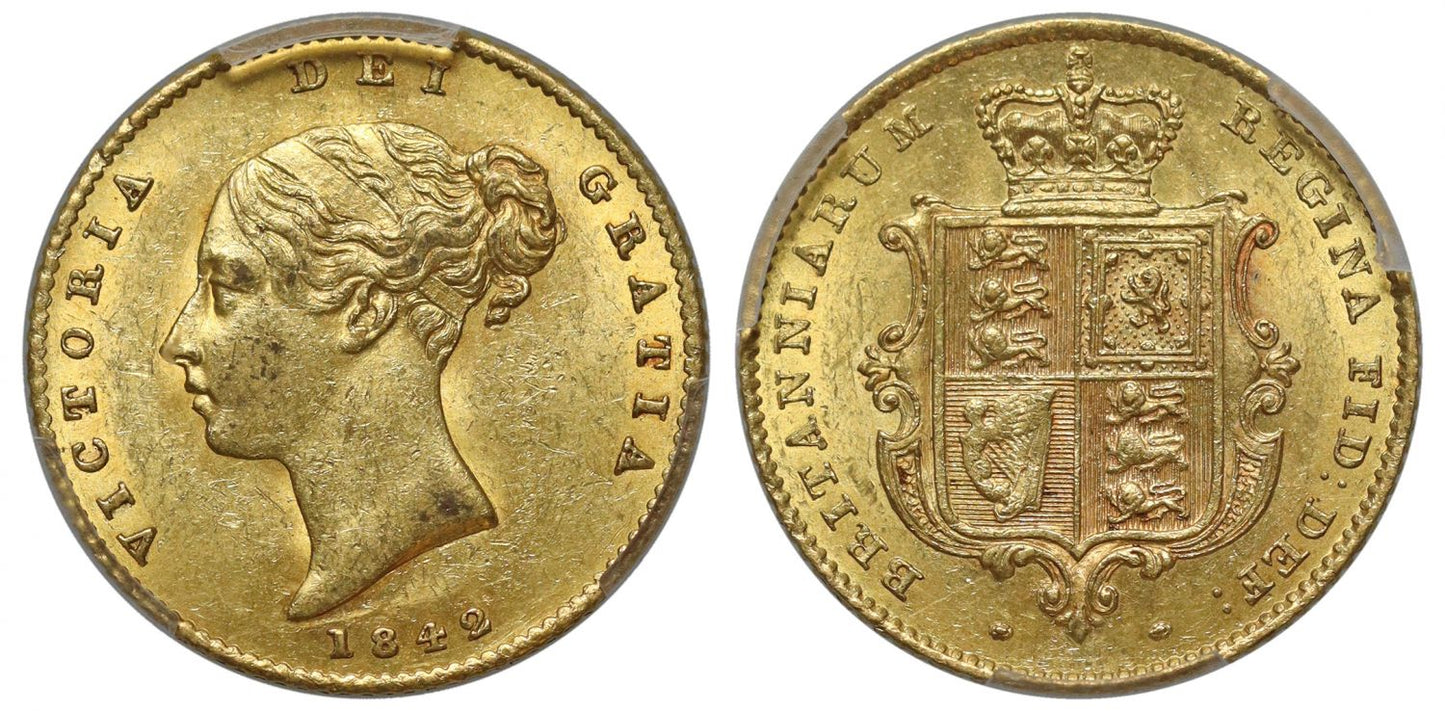 Victoria 1842 Half-Sovereign, MS62