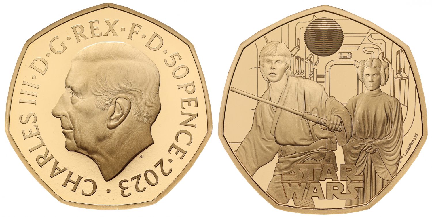 Charles III 2023 gold proof 50p Luke Skywalker & Princess Leila
