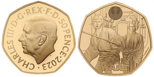 Charles III 2023 gold proof 50p Luke Skywalker & Princess Leila