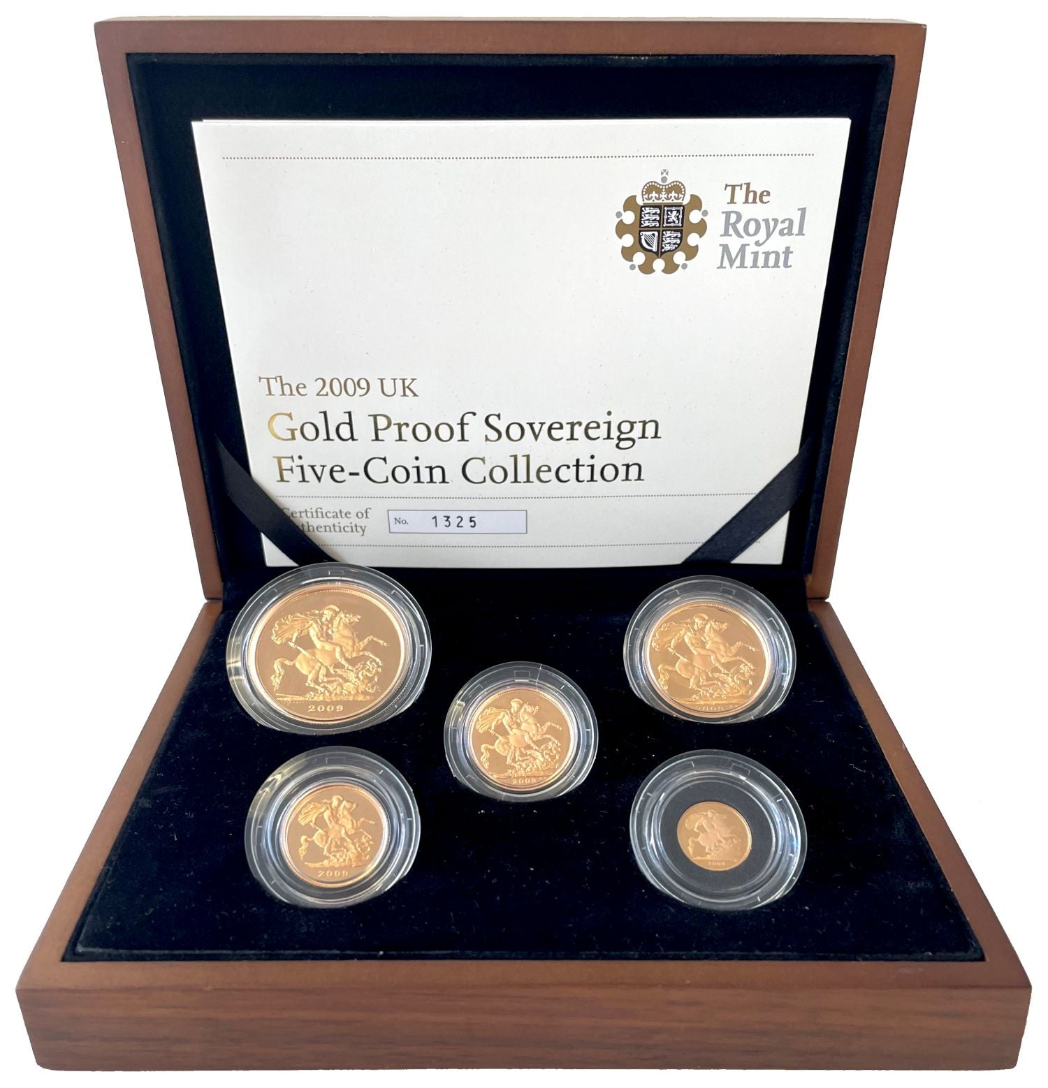 Elizabeth II 2009 Gold proof sovereign 5-coin Set