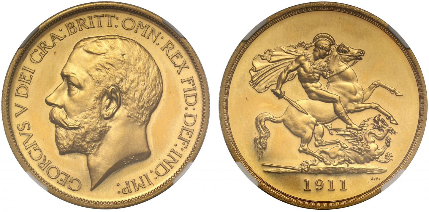 George V 1911 proof Five-Pounds, PF63, Coronation issue