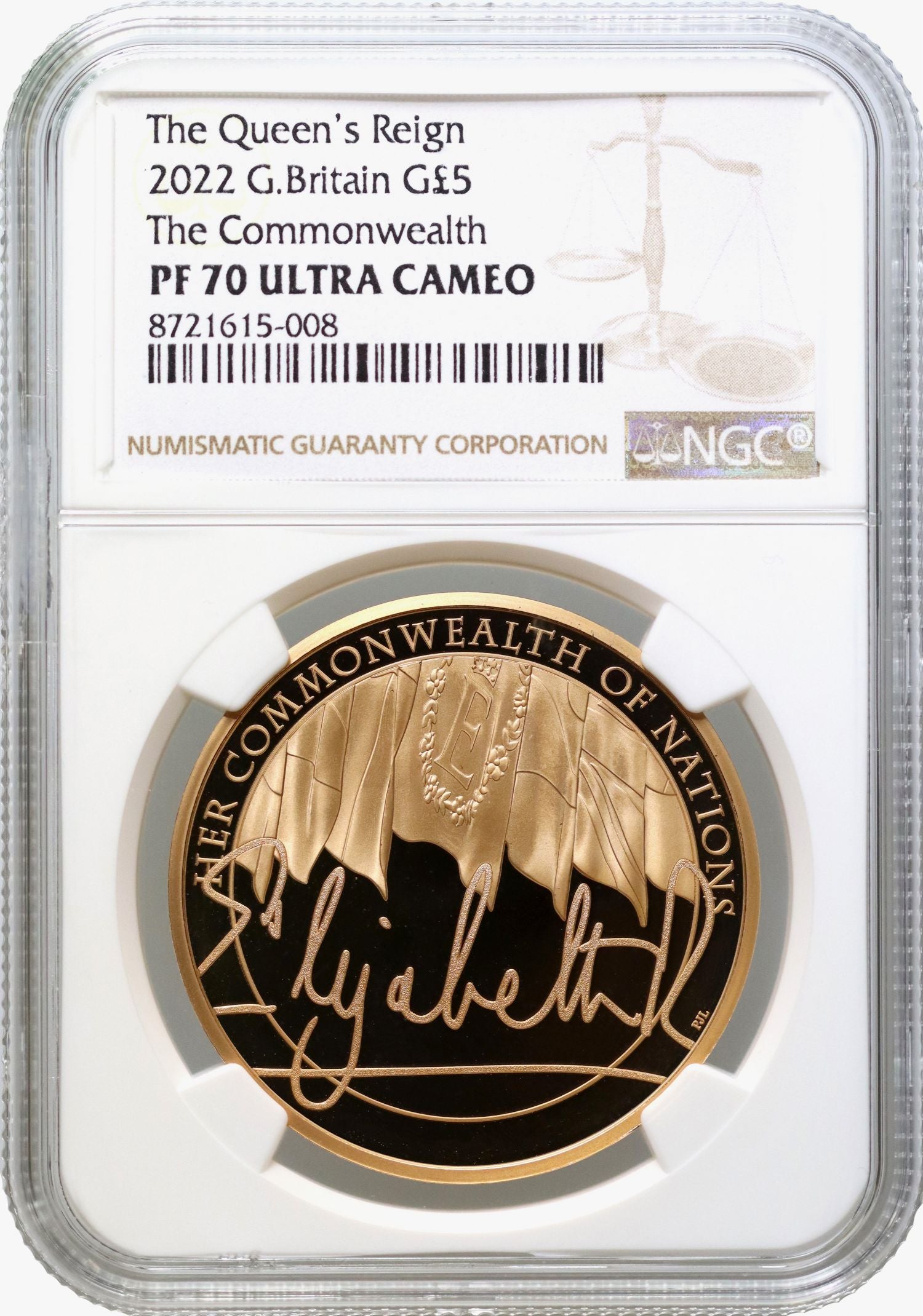 Elizabeth II 2022 gold PF70 UC Five-Pounds Commonwealth of Nations