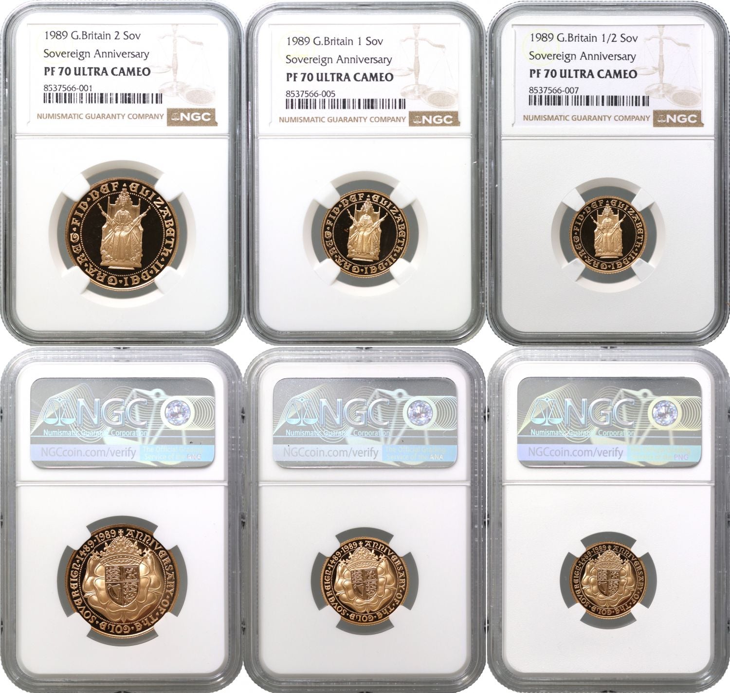Elizabeth II 1989 3-coin PF70 UCAM Set (£2 down)