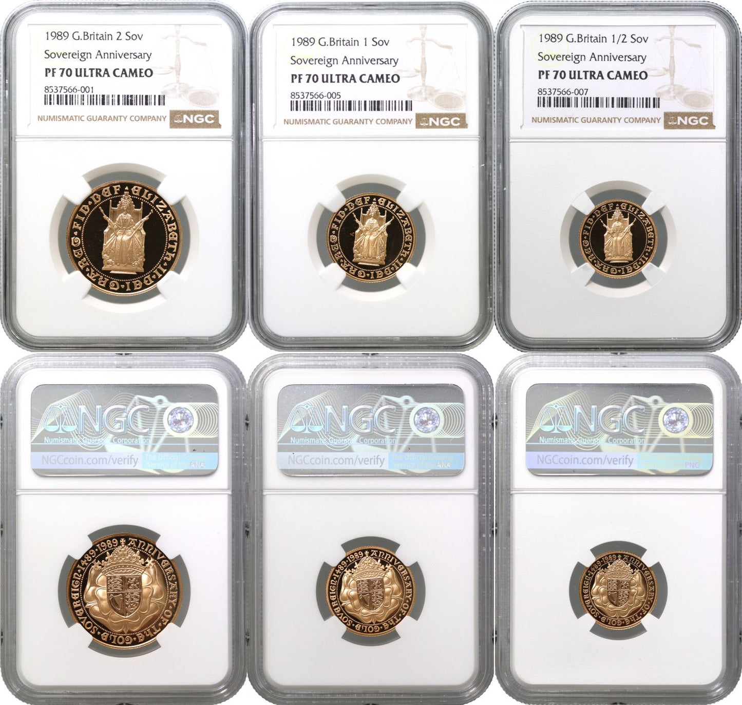 Elizabeth II 1989 3-coin PF70 UCAM Set (£2 down)