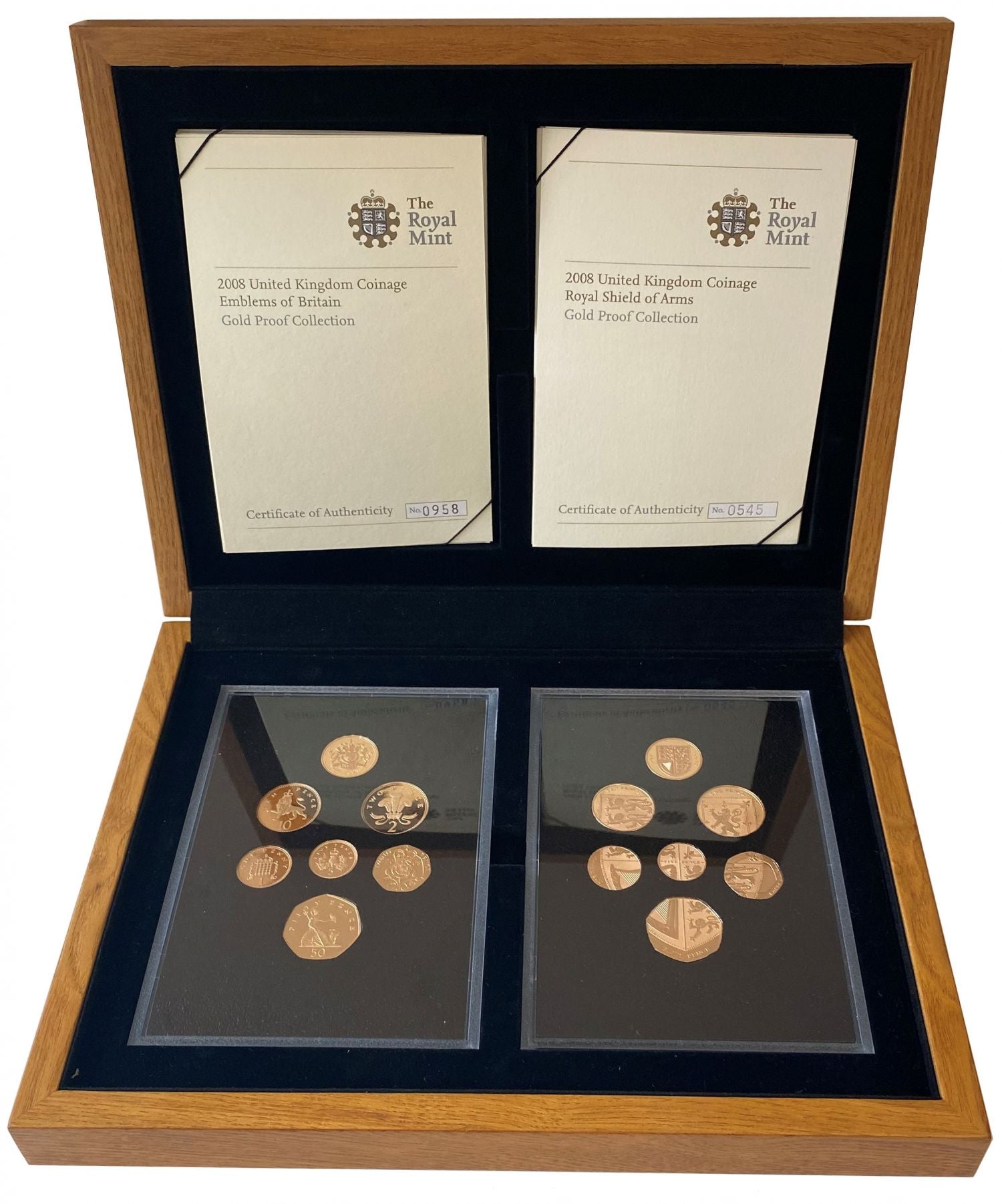 Elizabeth II 2008 gold proof Set Emblems and Royal Shield of Great Britain