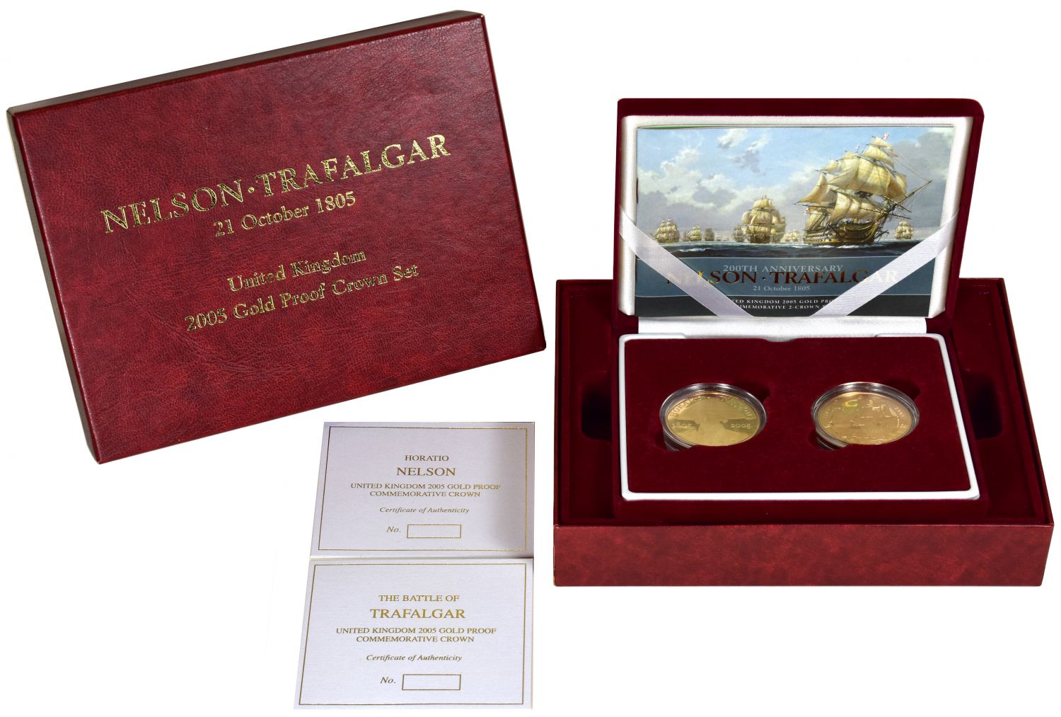 * Elizabeth II 2005 proof Five-Pounds Set Nelson and Trafalgar